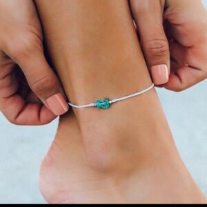 PURA VIDA Anklet White Mini Braid with Fluorite Stone NEW
